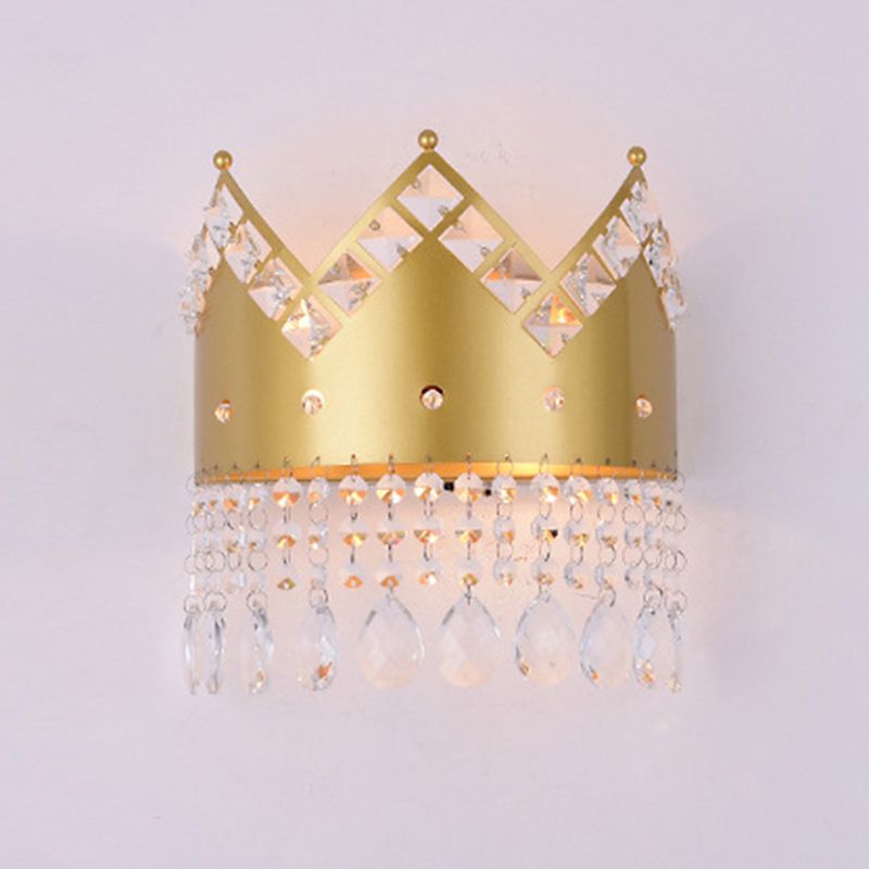 Crown 2 - Light Wall Light Iron and Crystal Post Modern Wall Fixture in Gold