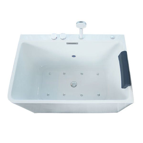 Bathroom Rectangular Bathtub White Acrylic Back to Wall Soaking Tub