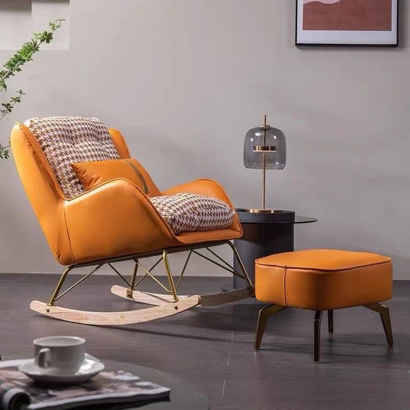 Modern Rocker Chair Upholstered Button-Tufted with Light Legs Glider