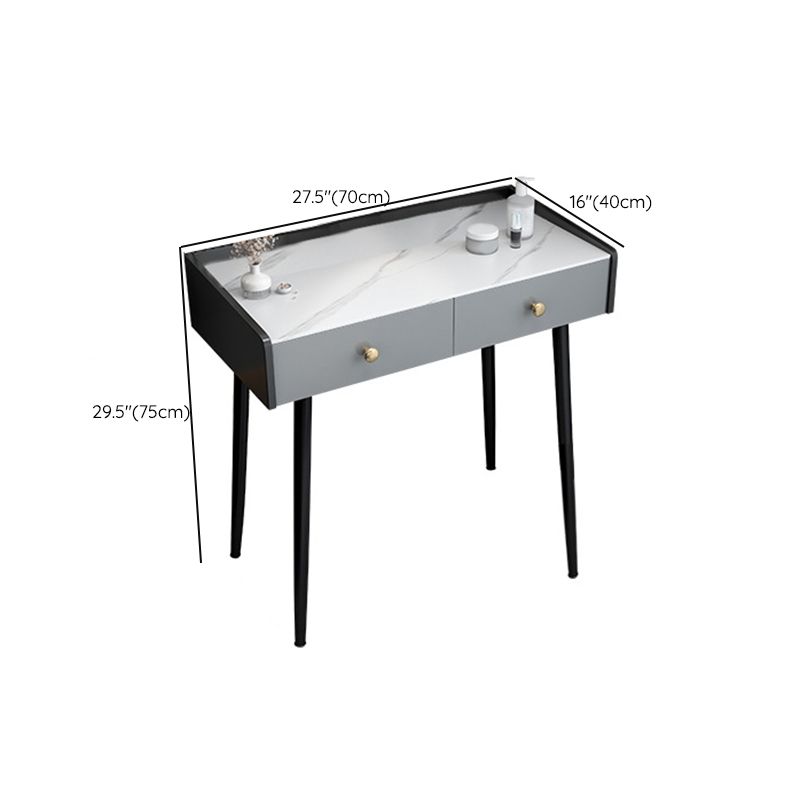 Contemporary Vanity Stone Top Makeup Dressing Table in Black