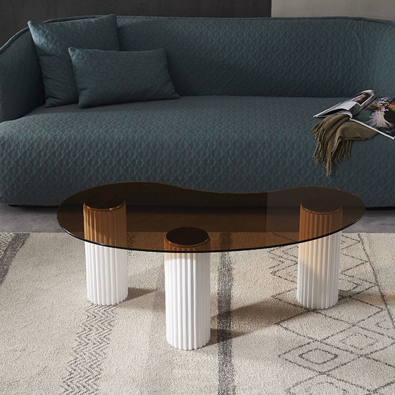 14.9"H 3 Legs Base Solid Color Glass/Slate Irregular Top Coffee Table