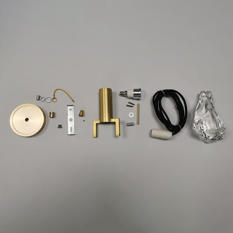 Crystal Original Stone Mini Pendant Lamp 1-light Modern Style Brass Hanging Light for Entrance Hallway