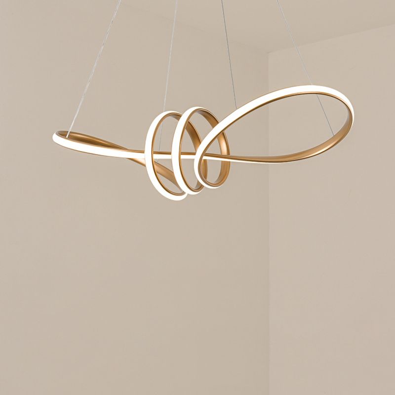 Acrylgold -LED -LED Hängende Lampe im modernen Einfachheit Eisen linearer Kronleuchter für Esszimmer