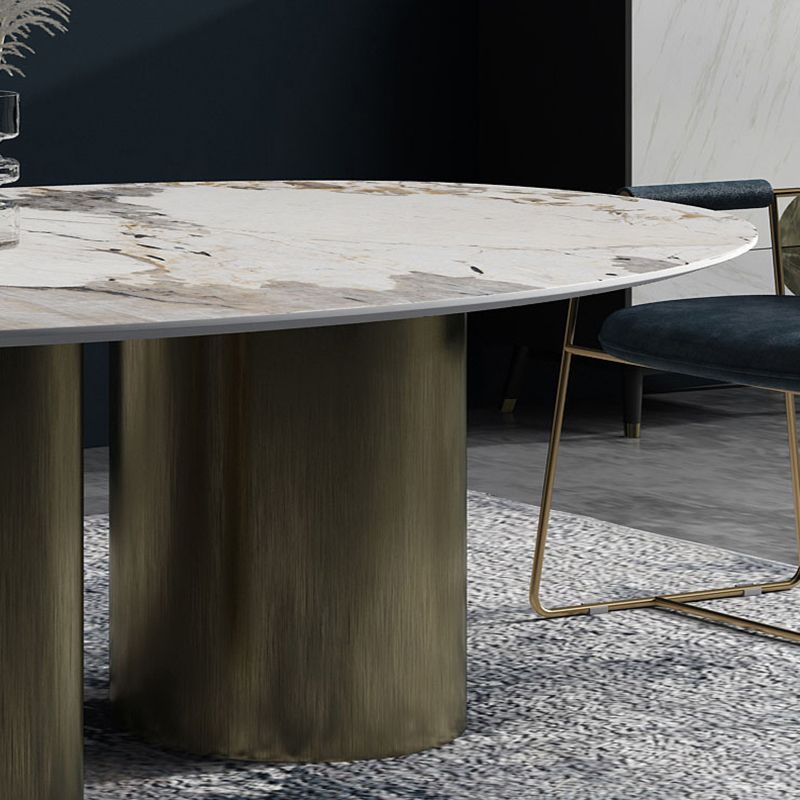 Metal Traditional Luxury Oval Indoor Table Sintered Stone Table for Dining Room