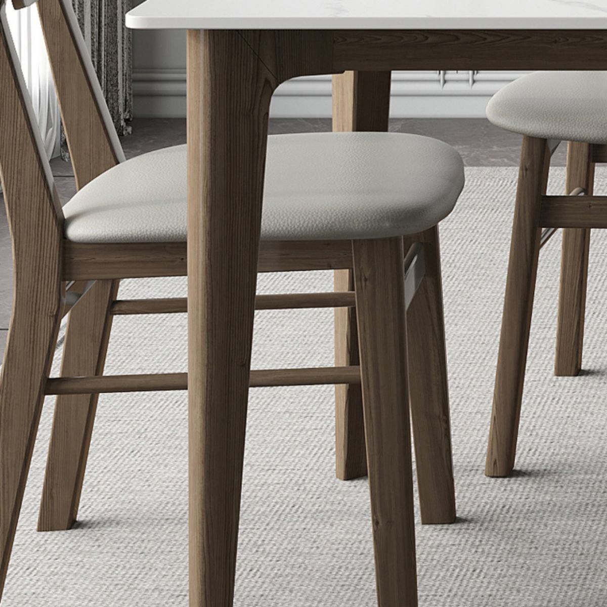 Modern 1/4/5/7 Pieces Furniture Stone Rectangle Dining Table Set in White