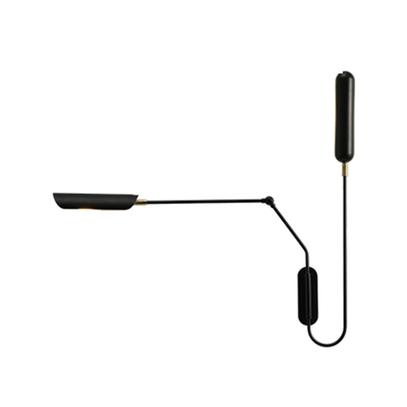 Black Metal Shade Wall Light Nordic 2 Lights Adjustable Wall Sconce for Living Room