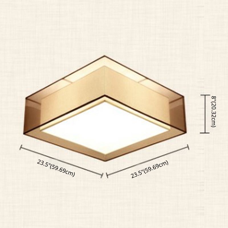 Coffee Flush Mount Lighting Fixture Minimalist-Style Fabric Geometrical Close to Ceiling Lamp