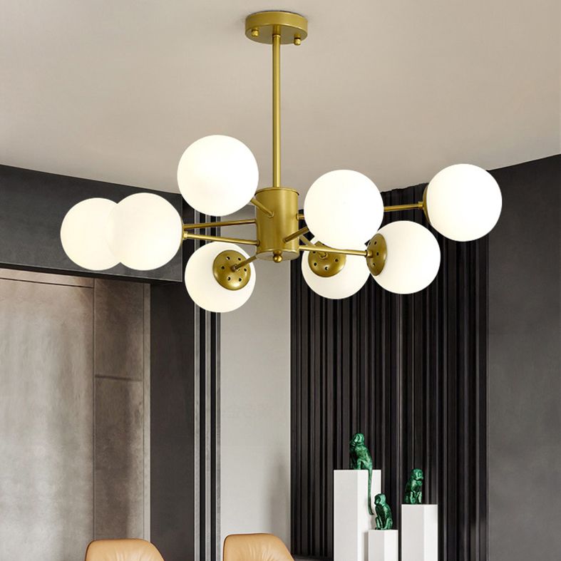 Modern Simplicity Round Ceiling Chandelier Milk Glass Hanging Light for Living Room