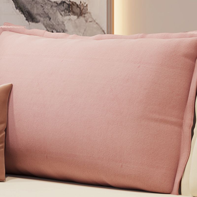 White and Pink Convertible Settee Loveseat Square Arm Standard Bed Settee