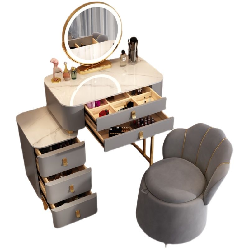 Contemporary Stone Vanity Dressing Table Bedroom Makeup Vanity Desk with Drawer