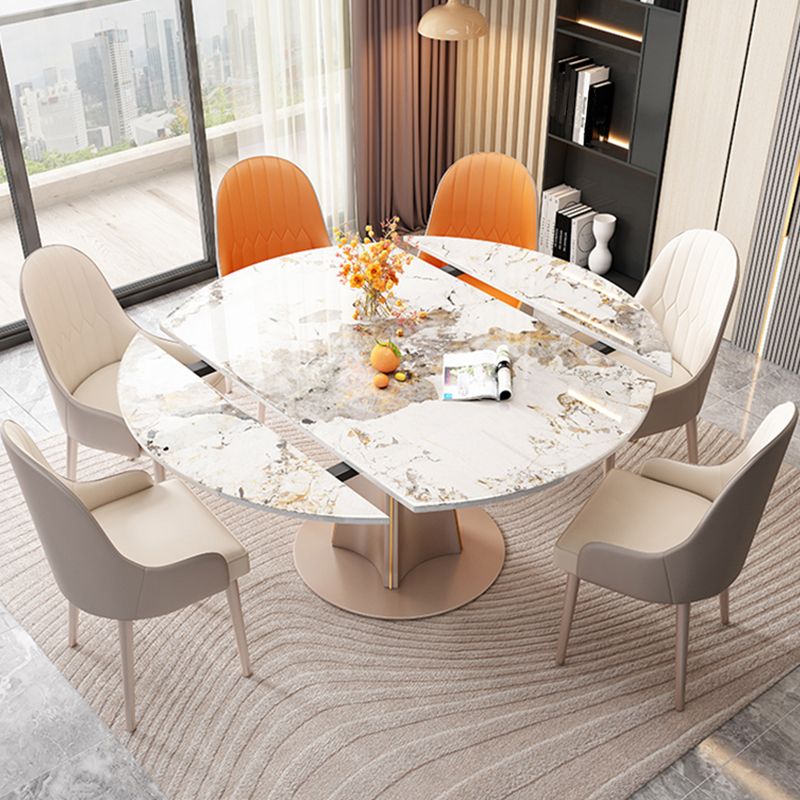Rectangular Dining Table Modern Stone Table Top with Gold Metal Legs