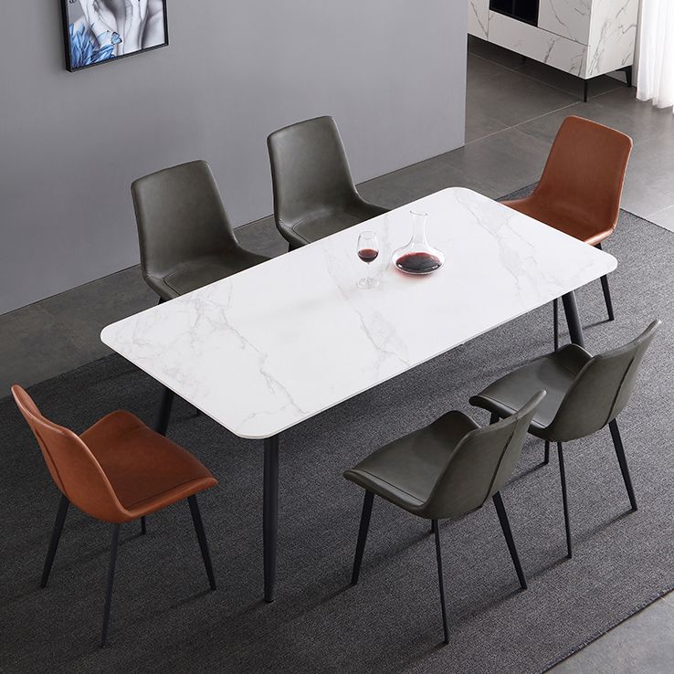 4-foot Stone Dinner Table Industrial Style Rectangle Dining Table for Home