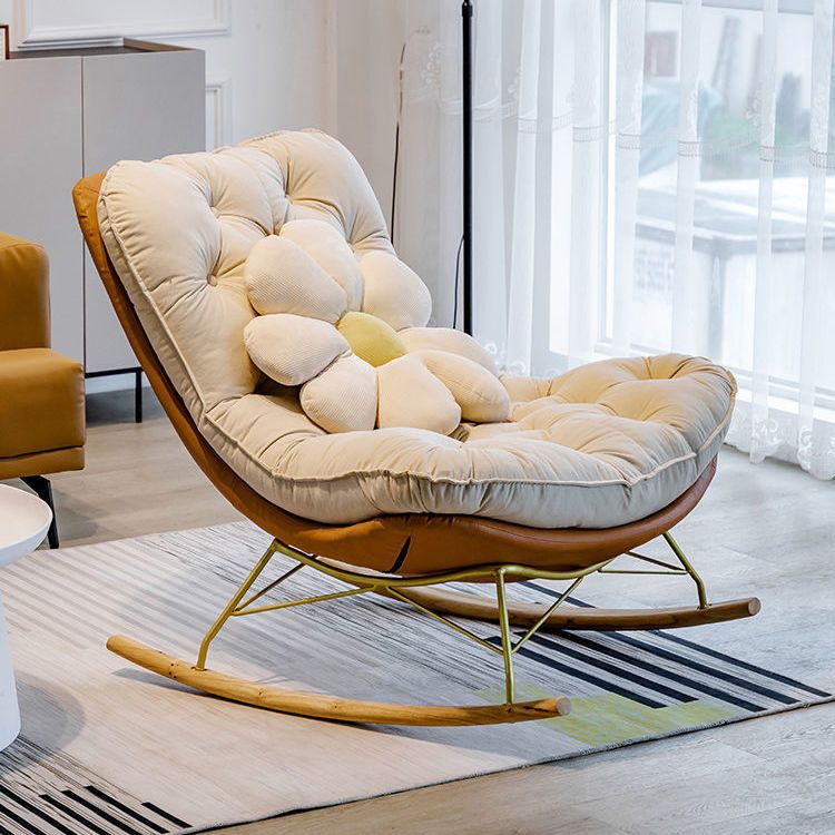 Contemporary Cushions Rocker Chair Metal Frame Spindle Rocker Chair for Home