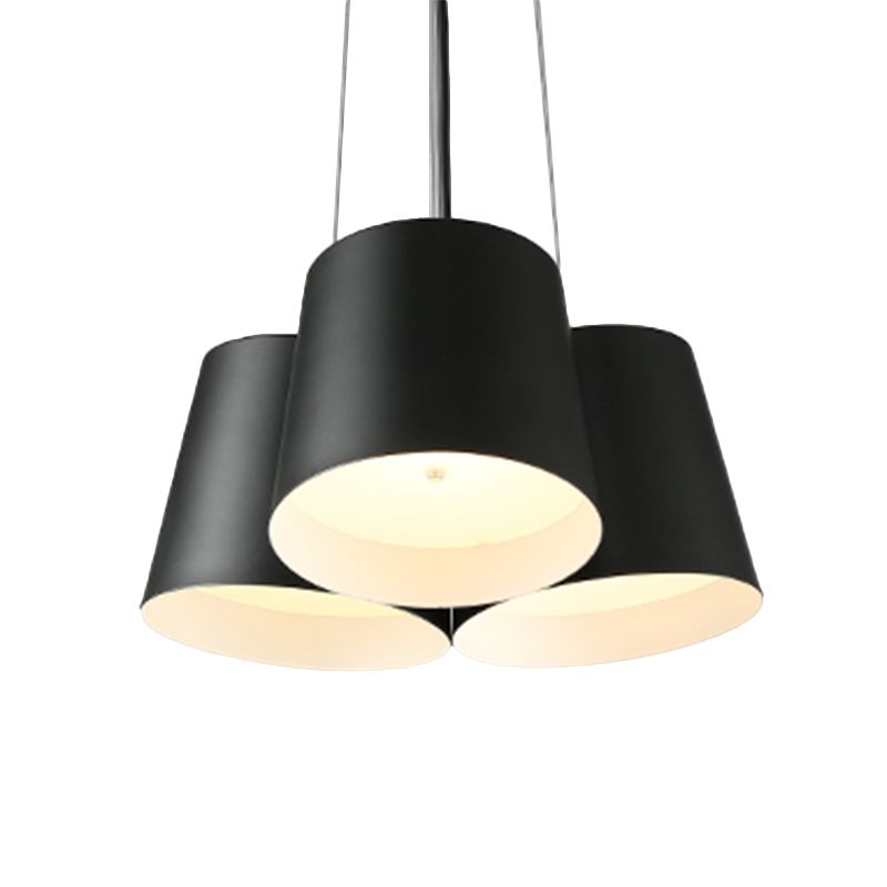 Modern Drum Pendant Chandelier Metal 3/7-Light Bedroom LED Hanging Ceiling Lamp in Black