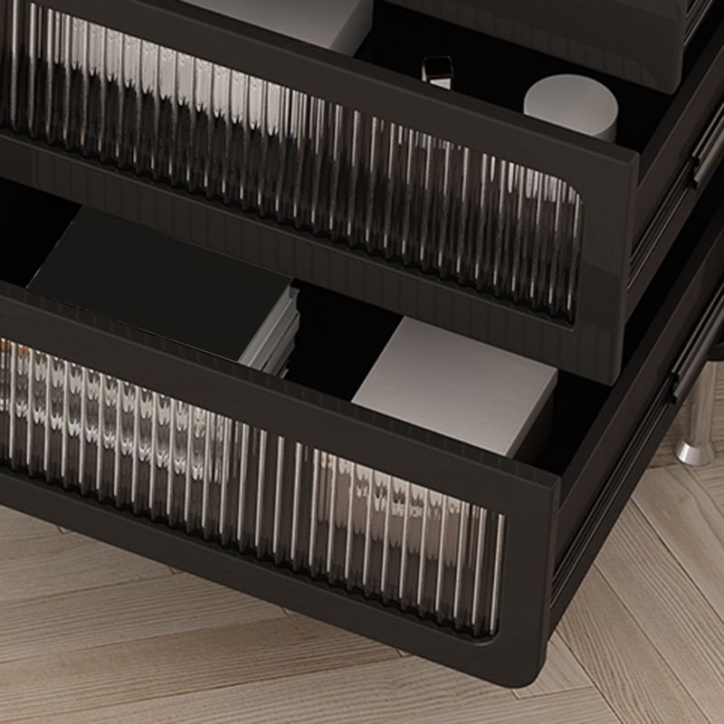 Glam Makeup Vanity Set with Glass Top, Black Vanity Dressing Table Set