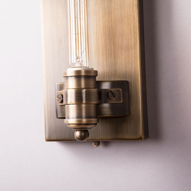 1/2 Heads Bare Bulb Sconce Lighting Vintage Bronze Metal Wall Mount Lamp Fixture with Rectangle Backplate