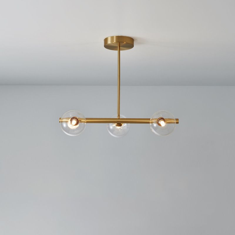 Simplicity Ball Island Light Kit Glass Dining Room Pendant Lighting Fixture in Brass