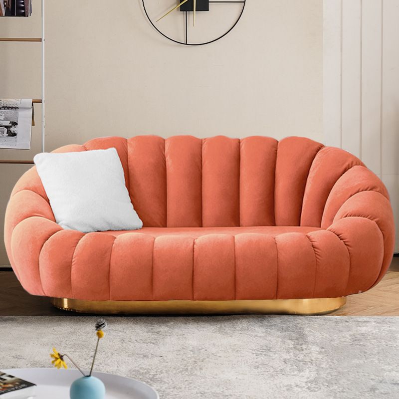 Modern Solid Color Curved Sofa with Sloped Arms for Bedroom Living Room