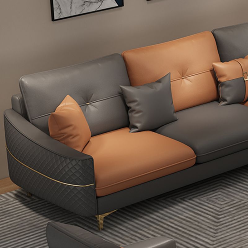 33.46" Tall Faux Leather Sofa Stain Resistant Square Arm Sofa