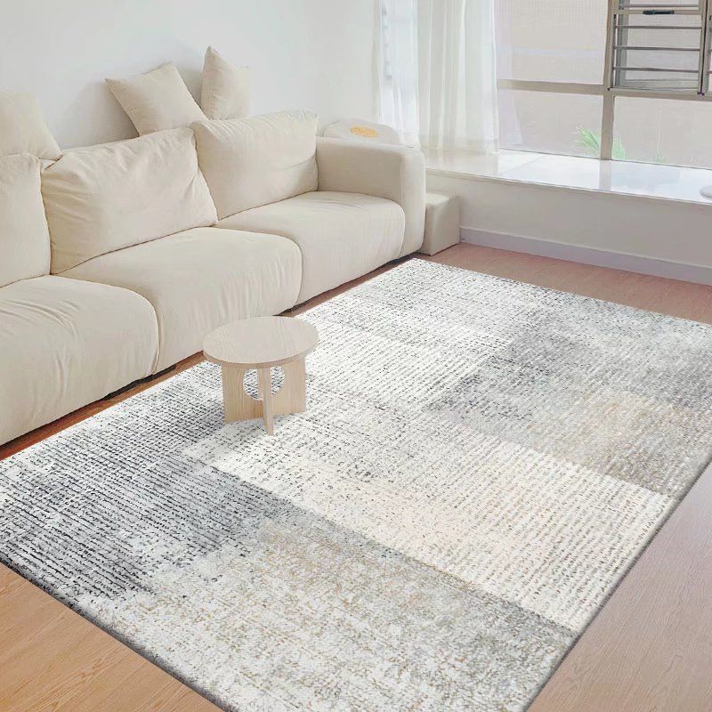 Gray Modern Rug Polyester Feather Indoor Rug Washable Rug for Living Room