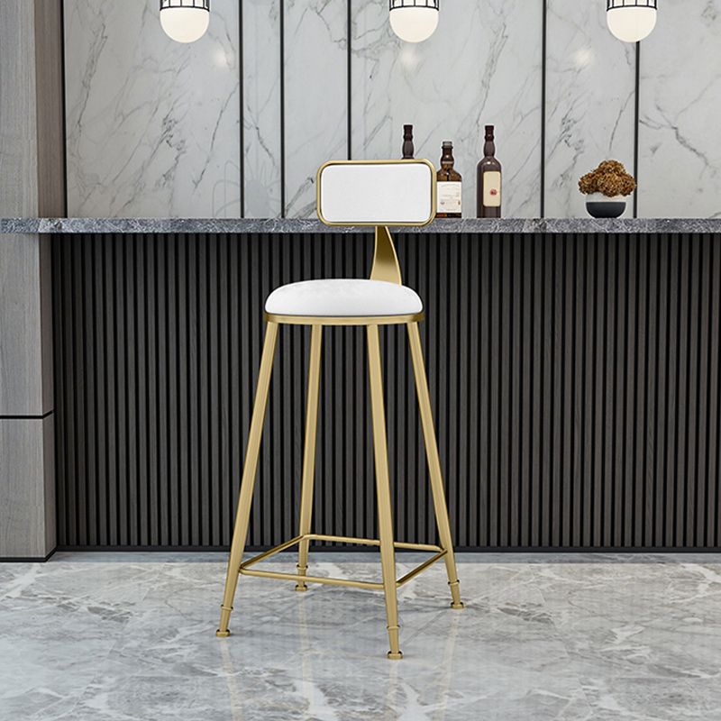 Scandinavian Armless Metal Frame Bar Stool Low Back Upholstered Bar Stool