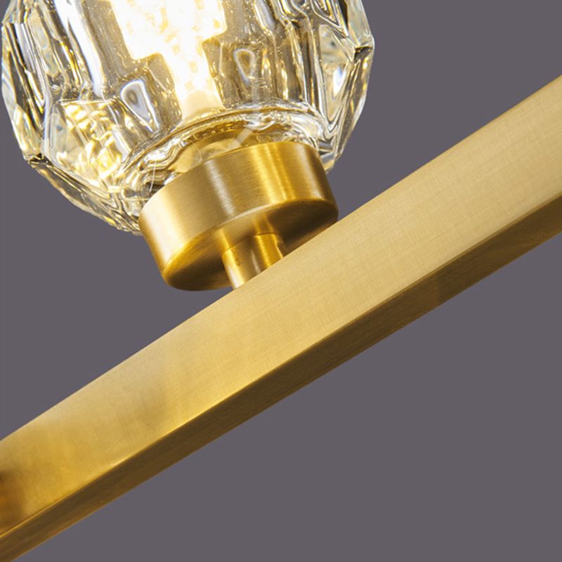 Simplicité Island Pendant Light Gold Linear Island Lightture Disponction avec de l'ombre en cristal