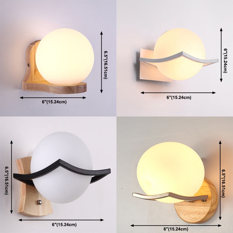 1 Light Globe Wall Sconce Lighting Modernwood Sconce Lighttures en marron