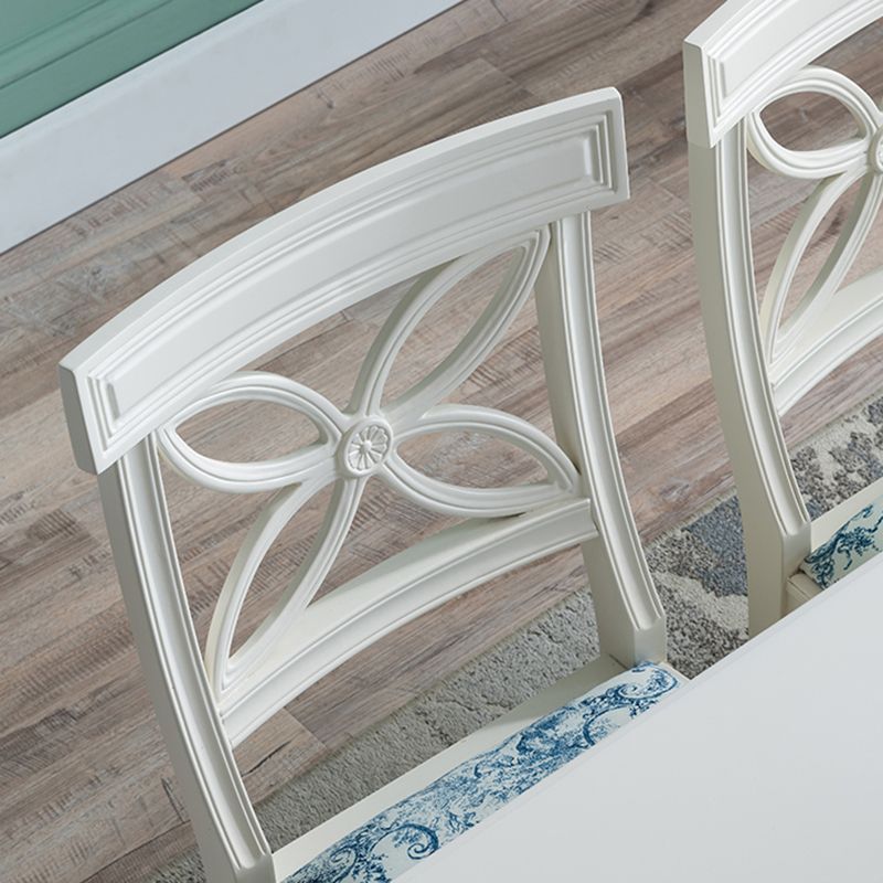 Silla lateral casera tapizada tradicional Sillas de comedor Queen Anne blancas