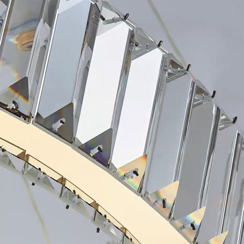 Moderne kreisförmige Kronleuchterkristall 1 Leicht Kronleuchter Anhänger Licht in Gold