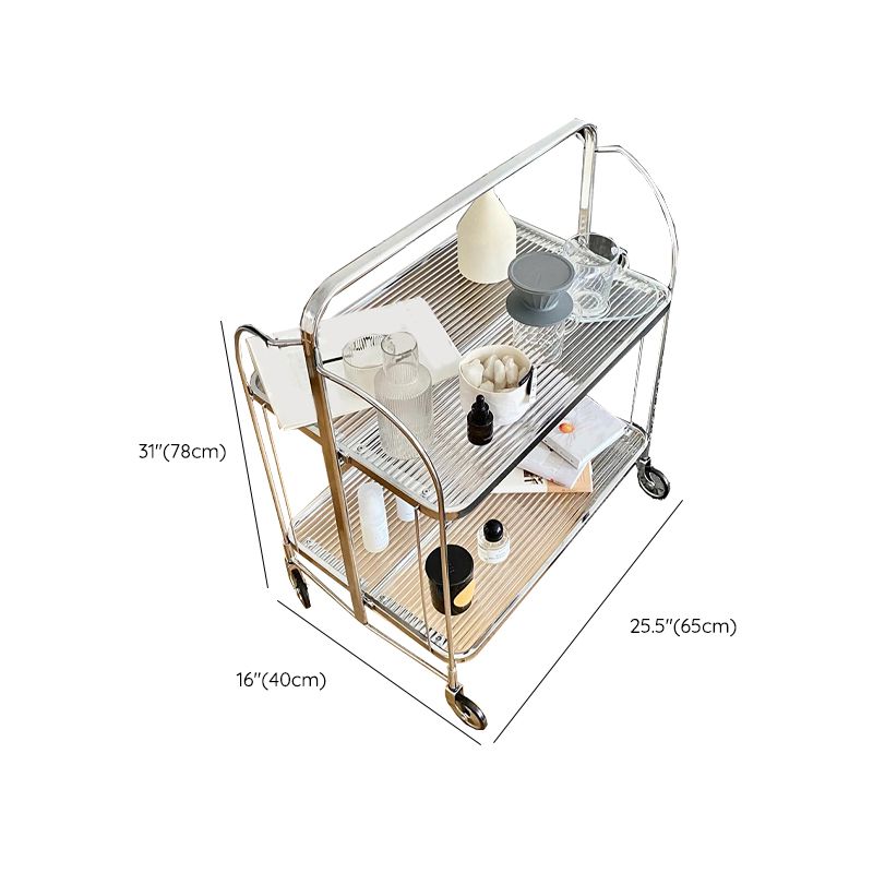 Modern Clear 23.6" End Table Rectangular Glass Side Table with Shelf