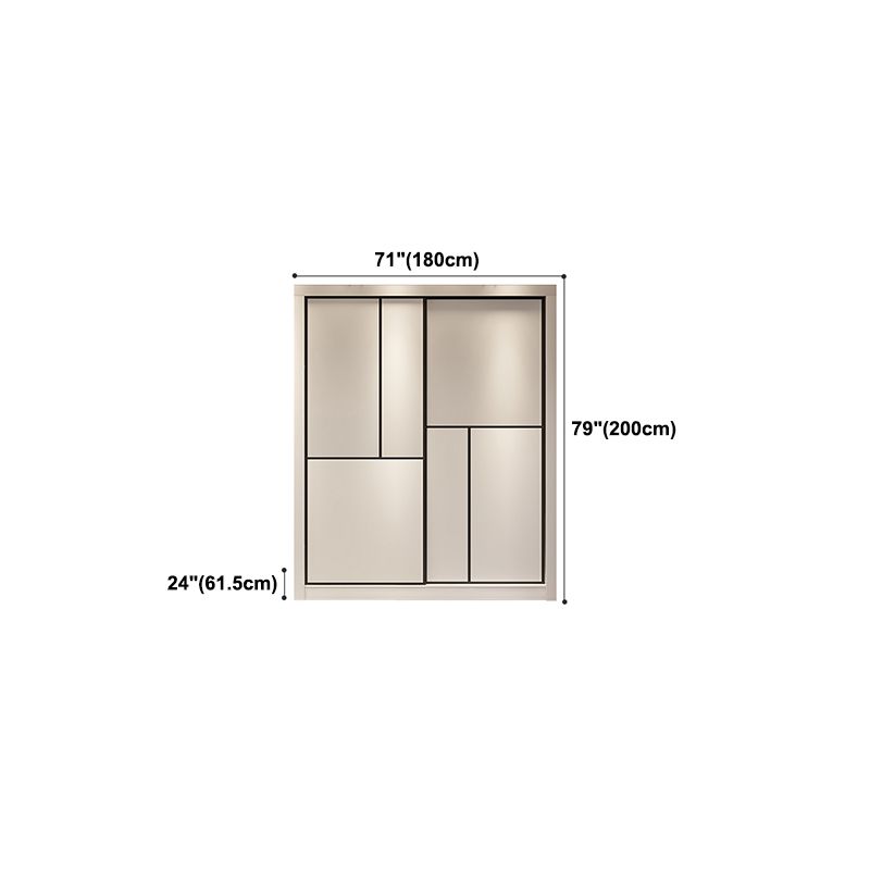 Contemporary White Wardrobe Armoire Engineered Wood Wardrobe with Sliding Door