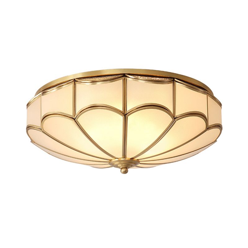 Gold Dome Forma Flush Montaggio Illuminazione Minimalismo Crema Vetro Camera Scarico Soffitto Luce