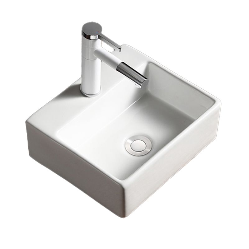 Modern Bathroom Sink Porcelain Rectangular with Drain Assembly Vessel Lavatory Sink