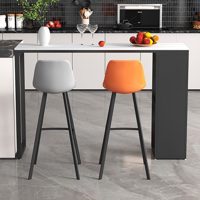 Stone Top Bar Dining Table Traditional Luxury Bar Table with Black Sled Base