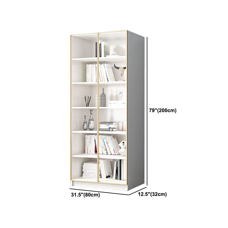 Modern Engineered Wood Bookshelf Standard Closed Back Vertical Bookcase with Doors