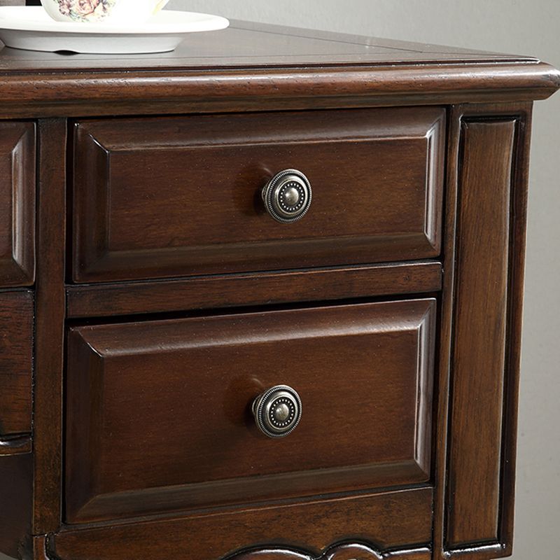 Traditional Makeup Vanity in Brown Rubber Wood Dressing Table