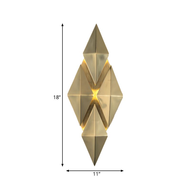 7"/11" W Rhombus Metal Sconce Light Colonial Style 9/4-Light Golden Wall Mounted Lighting Fixture