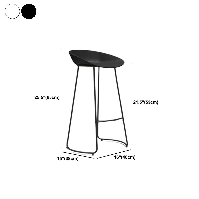 Modern Armless Backrest Counter Stool Iron Bar Stool with Acrylic Seat and Pedal for Cafe