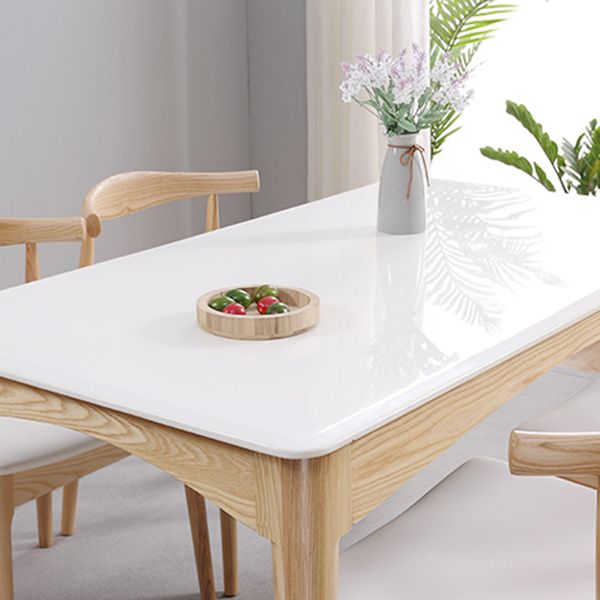 Simple Style Marble Dining Table 4 Legs Base Rectangle Table for Kitchen