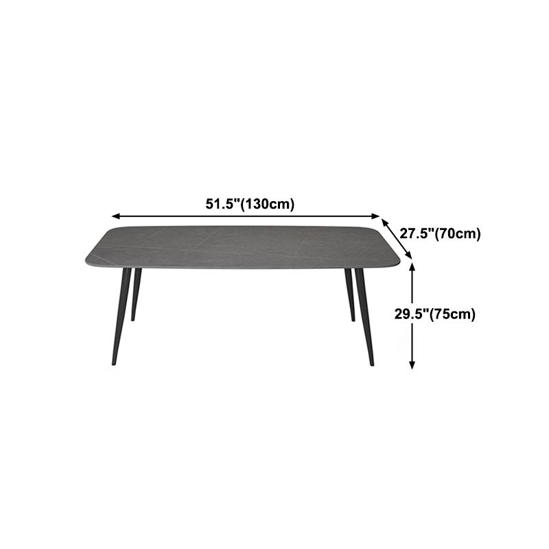 Sintered Stone Indoor Table in Grey Industrial Kitchen Table with 4 Legs