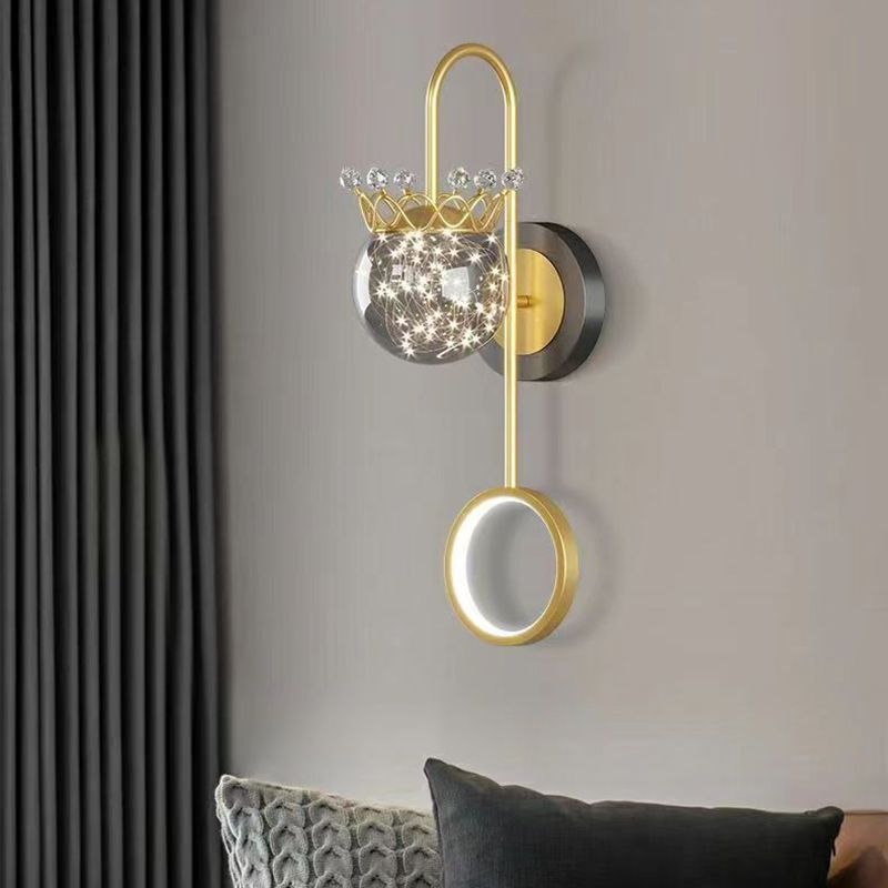 Light Luxury Style Aluminum Wall Light Glass Shade LED Wall Lamp for Bedroom