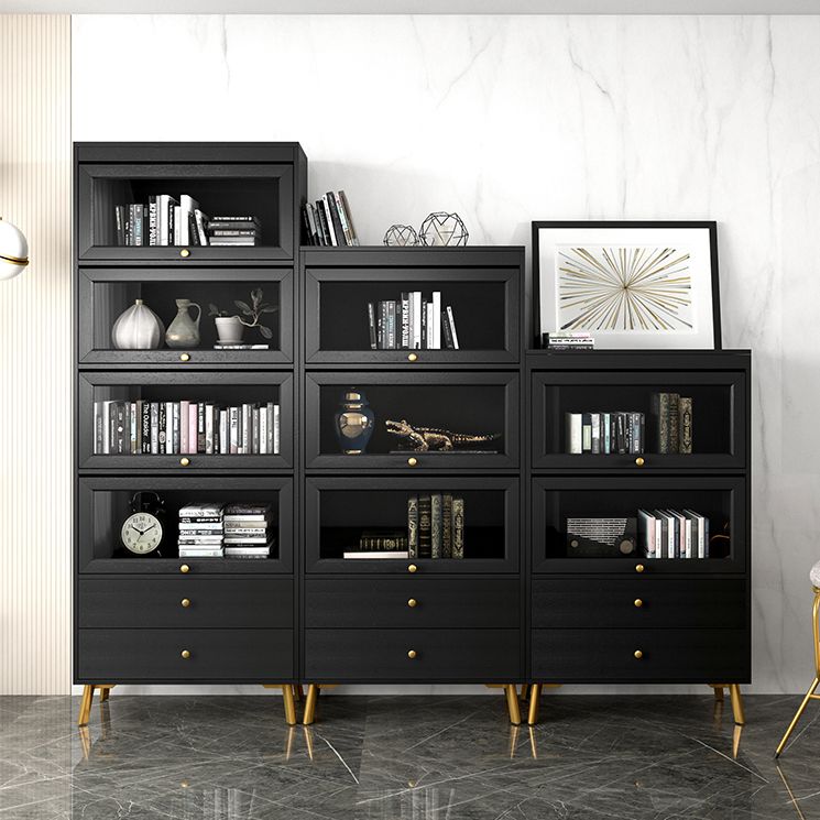 Modern Style Bookcase Standard Closed Back Wooden Bookshelf with Doors