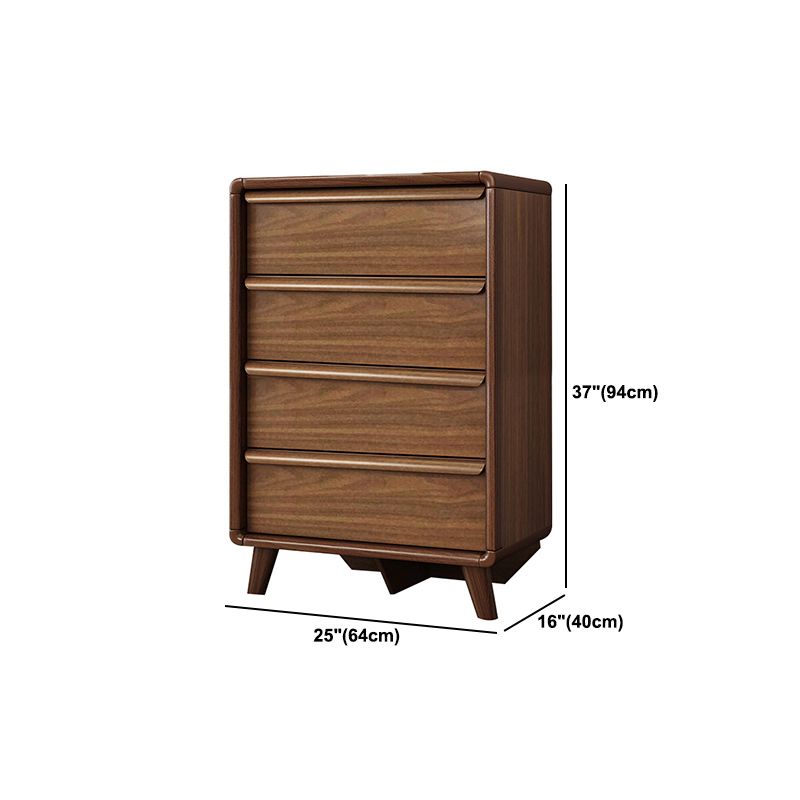 Soft Close Drawers Mid-Century Modern Chest Squared Legs Accent Chest in Brown