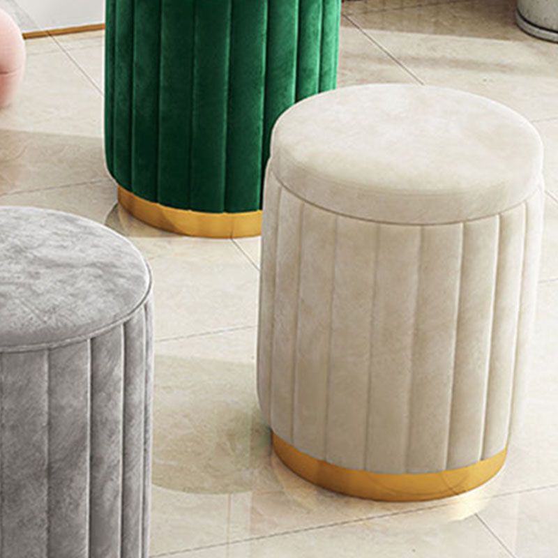 Glam Pouf Ottoman Velvet Upholstered Solid Color Cylinder Shape Ottoman