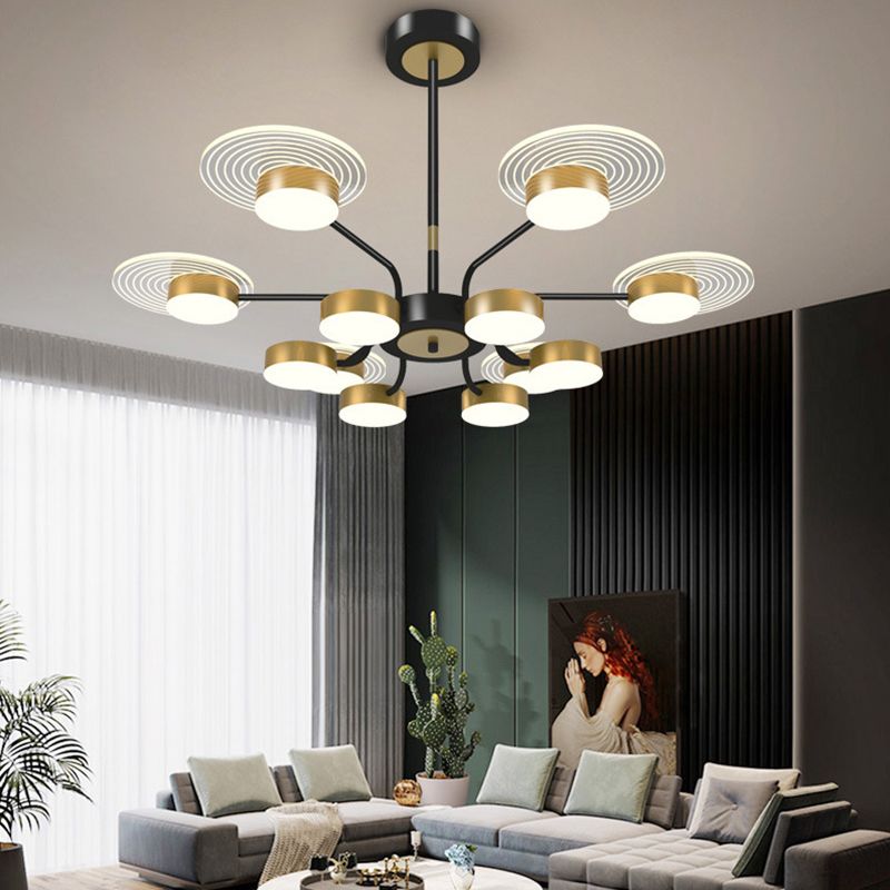 Bloemen woonkamer kroonluchter verlichting acryl minimalistische led hanger lamp in black-gold