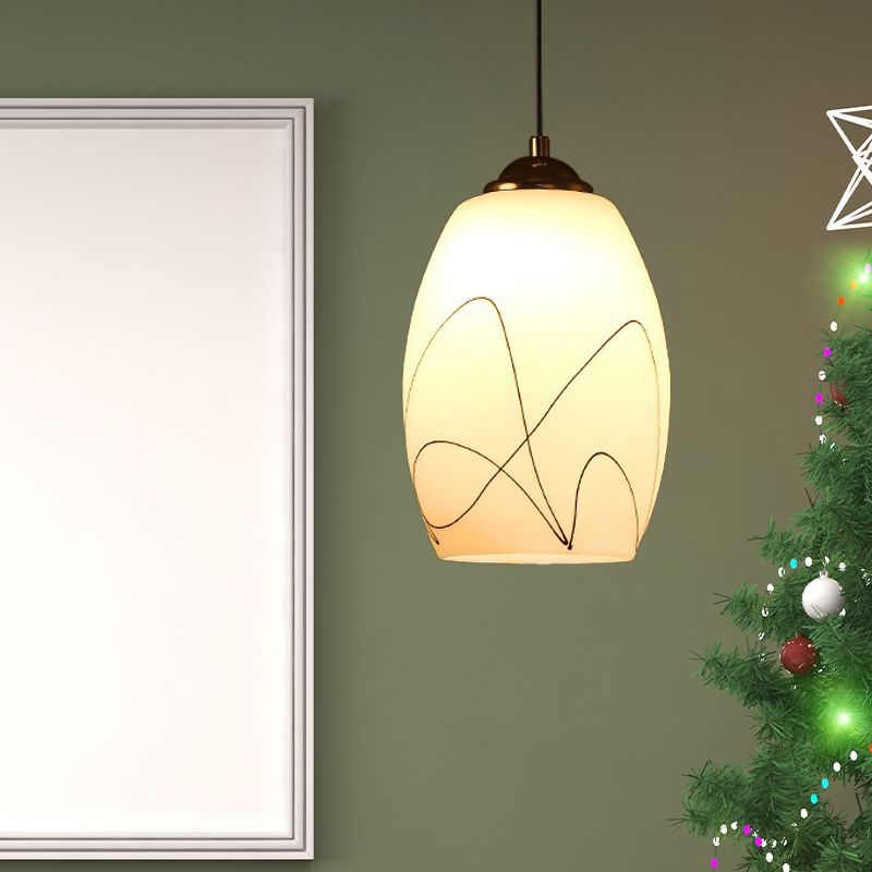 Wave Tulip White Glass Anhängerlampe moderne 1 Kopf schwarz hängende Deckenleuchte für Esszimmer