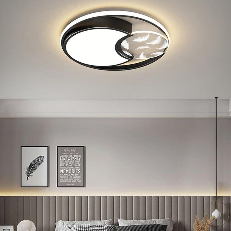 Lacquered Circular LED Ceiling Light in Modern Creative Style Feather Indoor Ceiling Fixture with Acrylic Shade