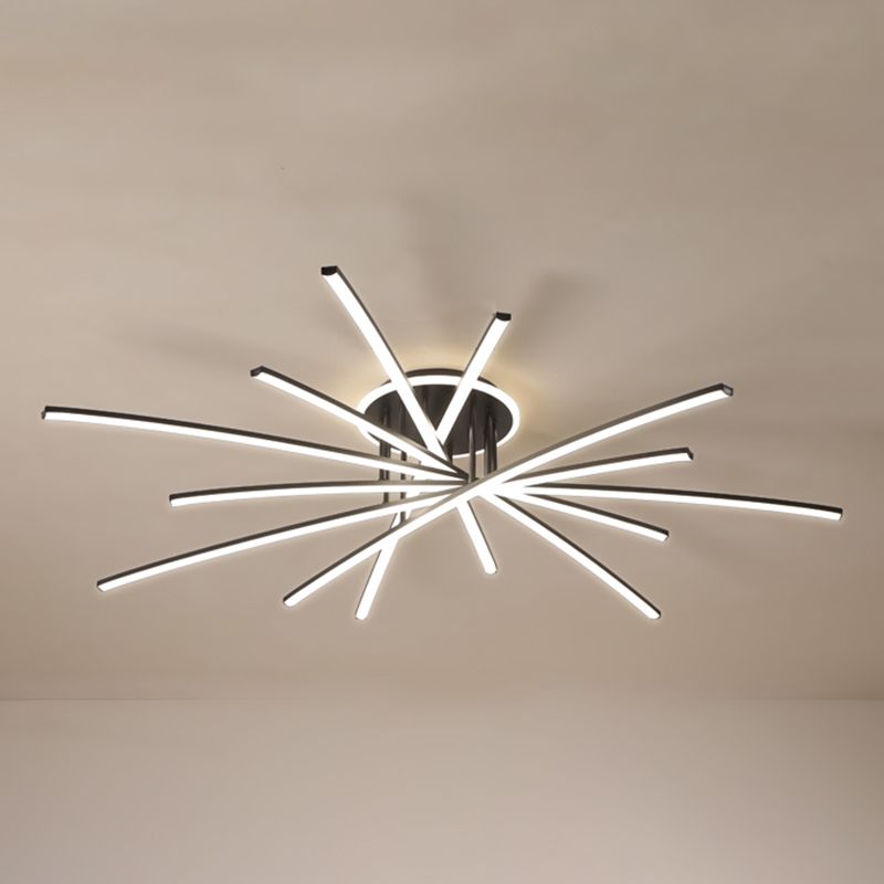Lampada da soffitto a semi-incasso Line Lampada da soffitto moderna in metallo per soggiorno a LED