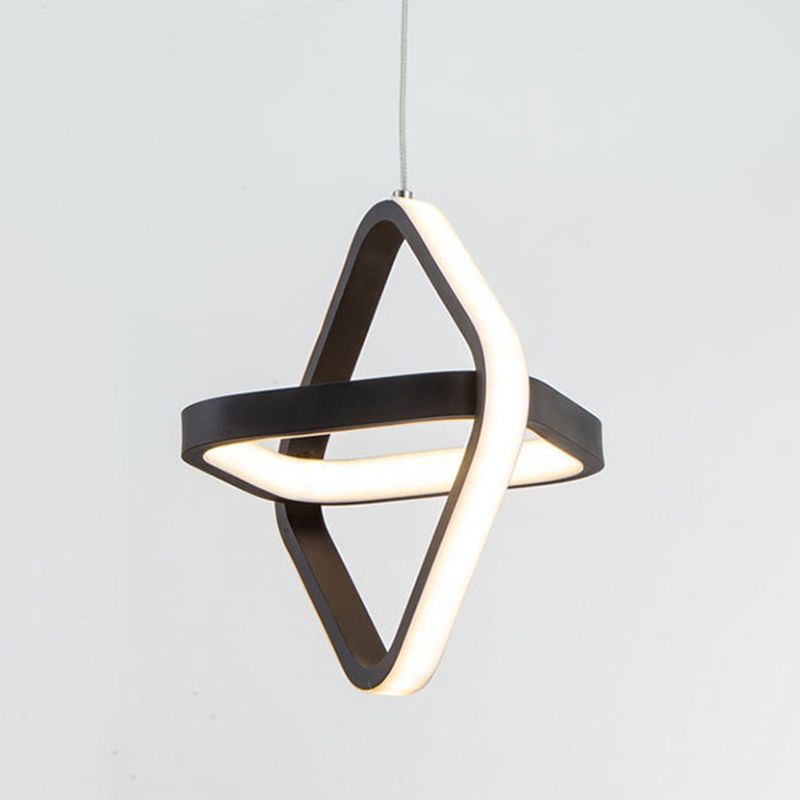 Black Geometrical Hanging Light Fixture Simple LED Metal Hanging Pendant Light for Bedroom
