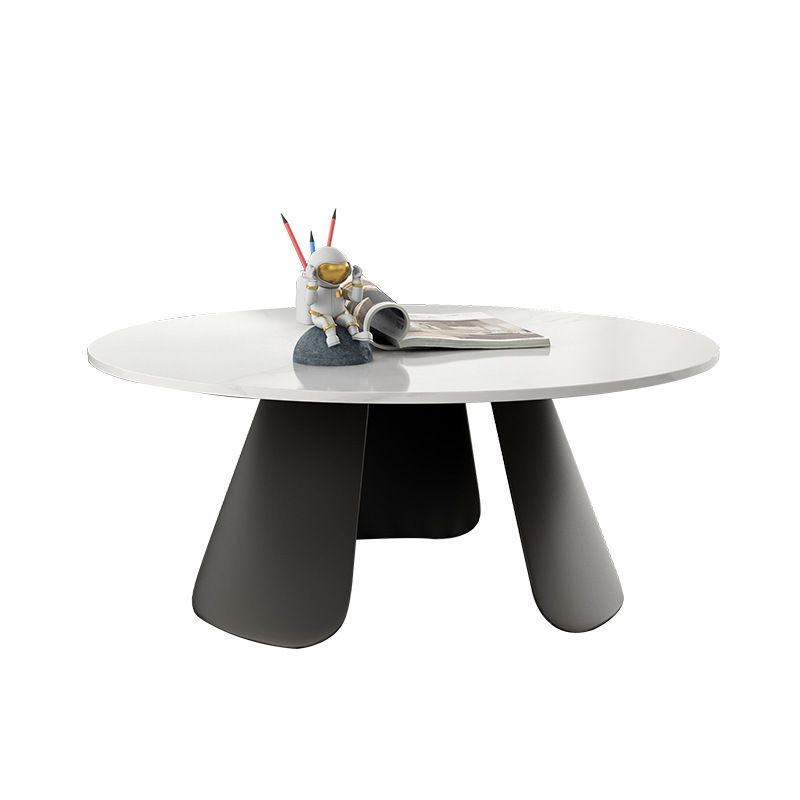Slate and Metal Round 3 Legs Coffee Table Modern Table for Living Room